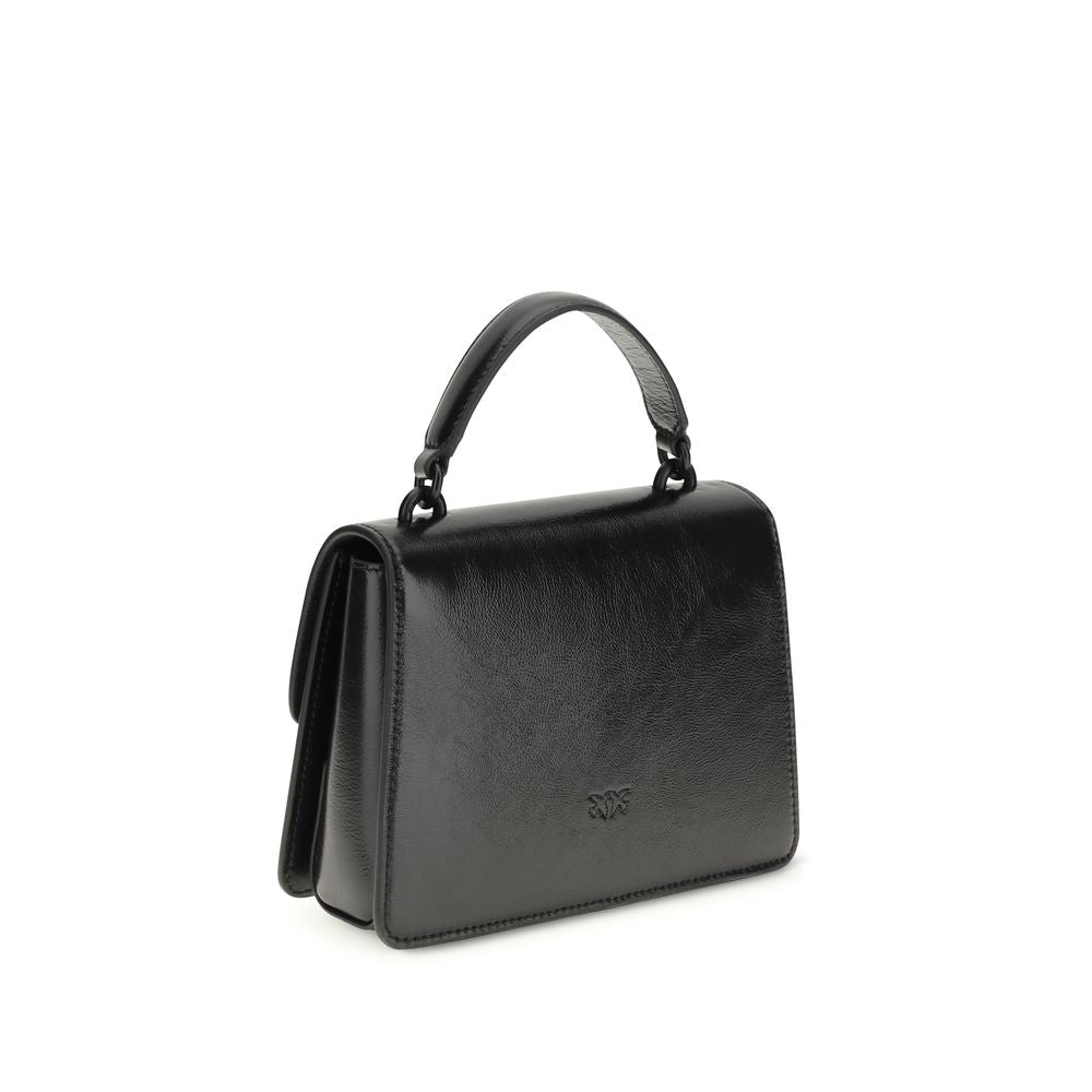 Mini Shoulder Bag by PINKO for women in goatskin leather & cotton black showcases a enviable silhouette, artfully detailed with a secure zipper, magnetic, buckle & button, organized , and versatile shoulder-strap & handle for a enviable look.