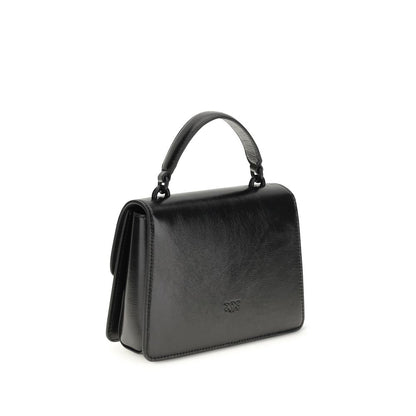 Mini Shoulder Bag by PINKO for women in goatskin leather & cotton black showcases a enviable silhouette, artfully detailed with a secure zipper, magnetic, buckle & button, organized , and versatile shoulder-strap & handle for a enviable look.