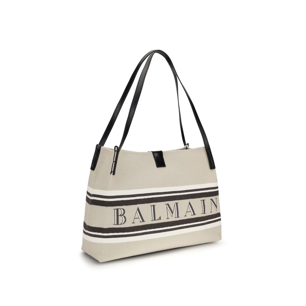 Evening Shoulder Bag by Balmain for women in cotton polyester multicolor features an effortlessly chic silhouette with a secure snap & button, ample , and versatile shoulder-strap & adjustable-strap for effortlessly chic everyday luxury.