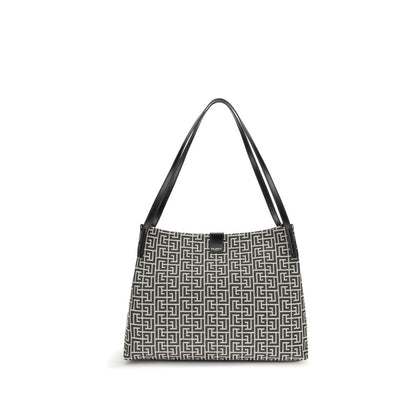 Medium Tote Shoulder Bag by Balmain for women in polyamide polyurethane polyester cotton black presents a versatile silhouette, showcasing a secure snap & button and versatile with versatile adjustable-strap for a sophisticated look.