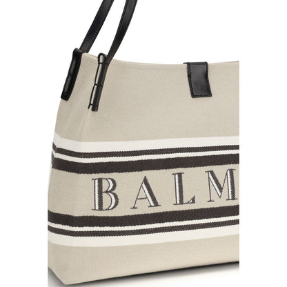 Evening Shoulder Bag by Balmain for women in cotton polyester multicolor features an effortlessly chic silhouette with a secure snap & button, ample , and versatile shoulder-strap & adjustable-strap for effortlessly chic everyday luxury.