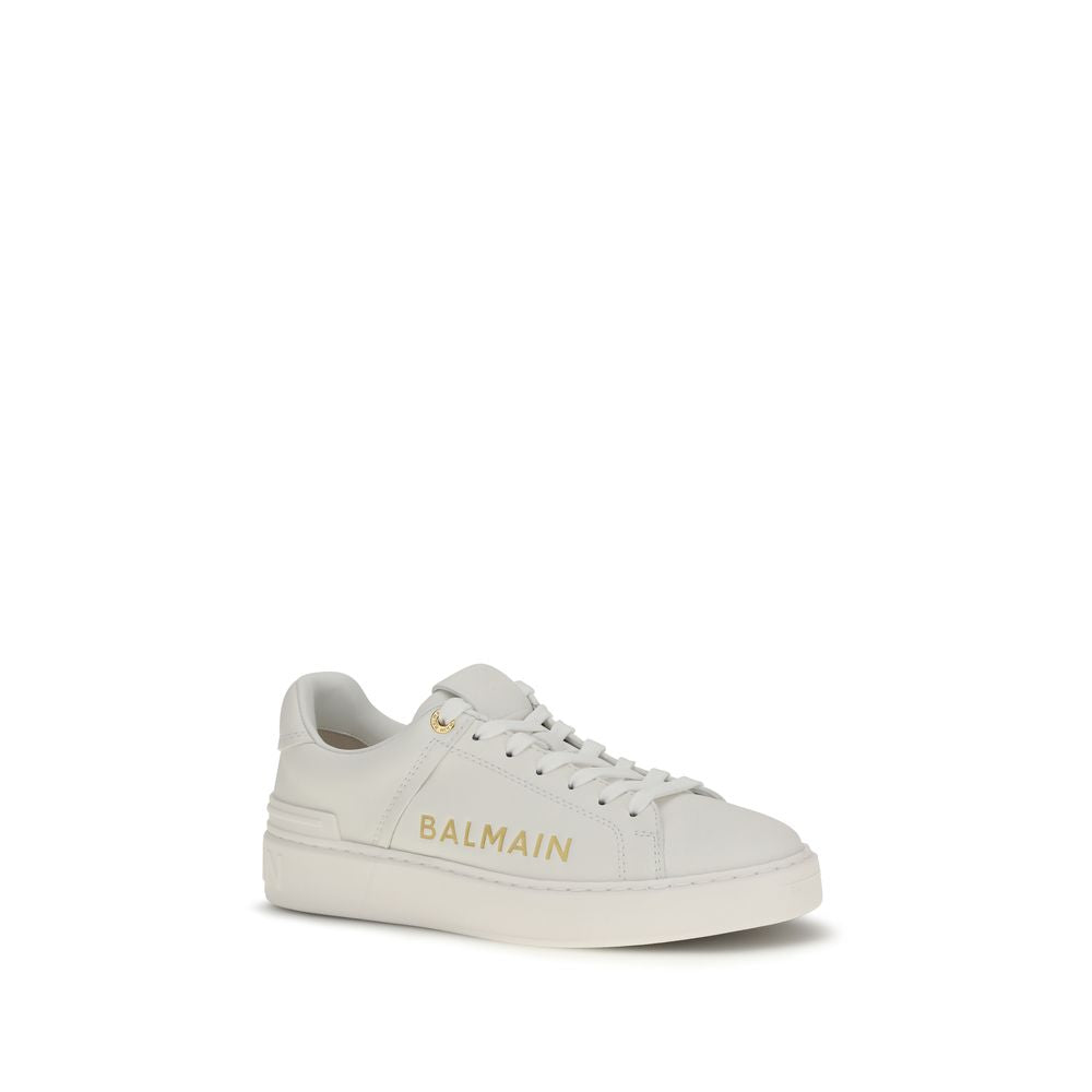 Sneakers by Balmain for women in bos taurus calf leather white features an fashionable silhouette, showcasing the premium Women's Low Top Bos Taurus Calf Leather Sneakers in a fashionable low-top style that offers a fashionable finish for refined style.