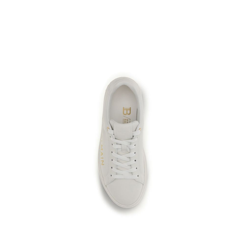 Sneakers by Balmain for women in bos taurus calf leather white features an fashionable silhouette, showcasing the premium Women's Low Top Bos Taurus Calf Leather Sneakers in a fashionable low-top style that offers a fashionable finish for refined style.