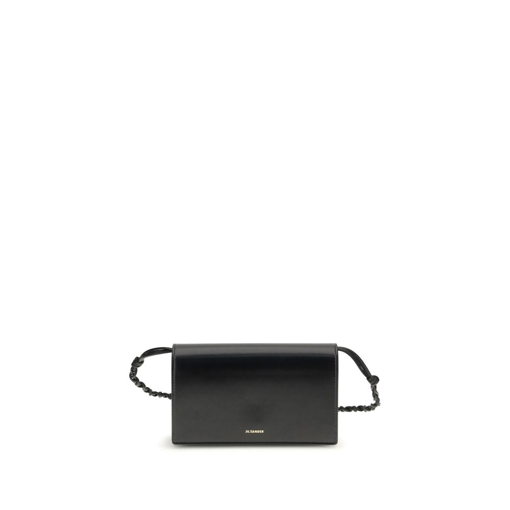 Cardholder Wallet by Jil Sander for women in bos taurus calf nappa leather black & signature presents a streamlined silhouette, showcasing the sophisticated design of the Tangle Bos Taurus Calf Nappa Leather Cardholder Wallet collection with functional card-organization.