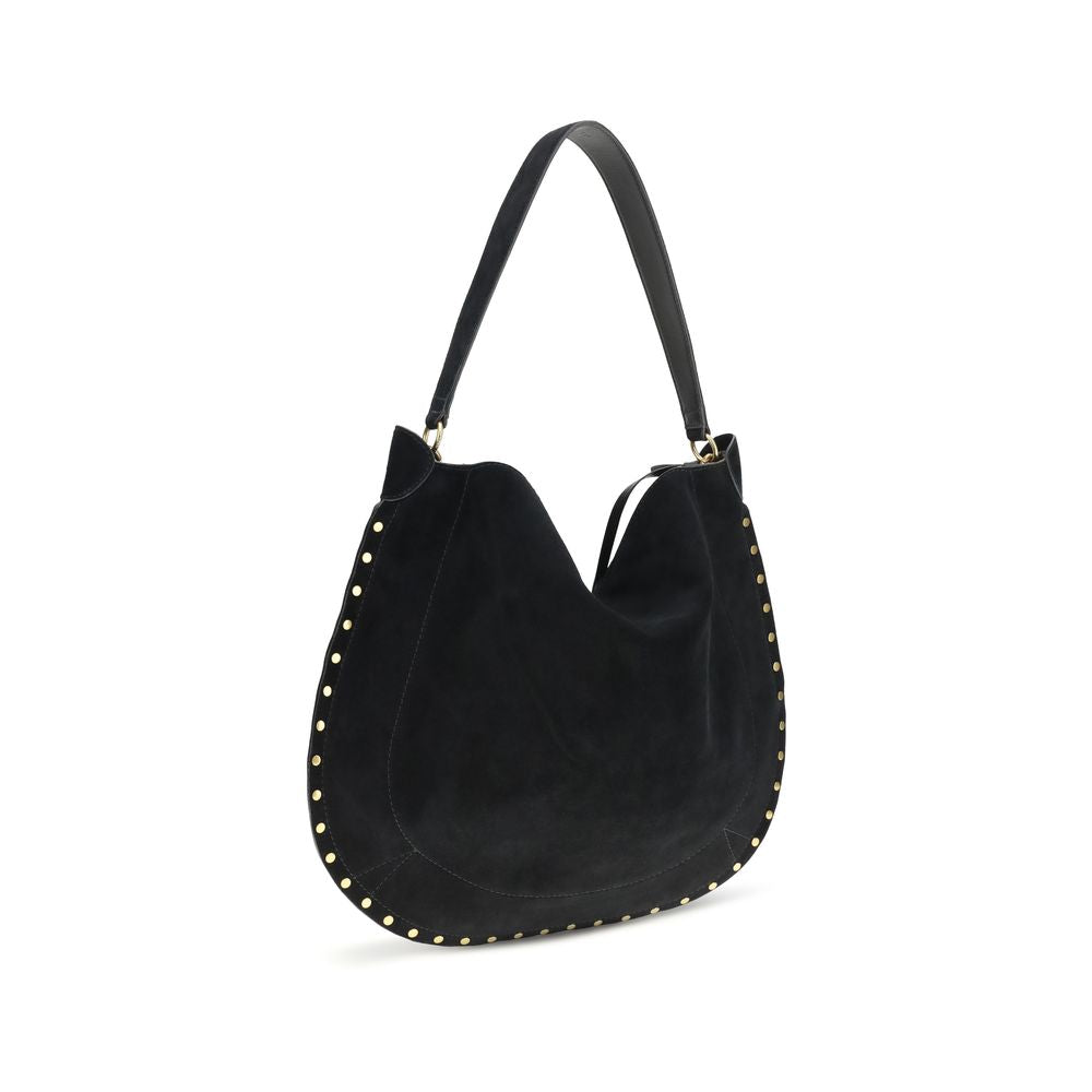 Shoulder Bag by Isabel Marant for women in bio-acetate & bos taurus suede calfskin leather black & gold features a effortless chic silhouette with a secure magnetic & button, ample , and versatile shoulder-strap for a effortless chic finish.