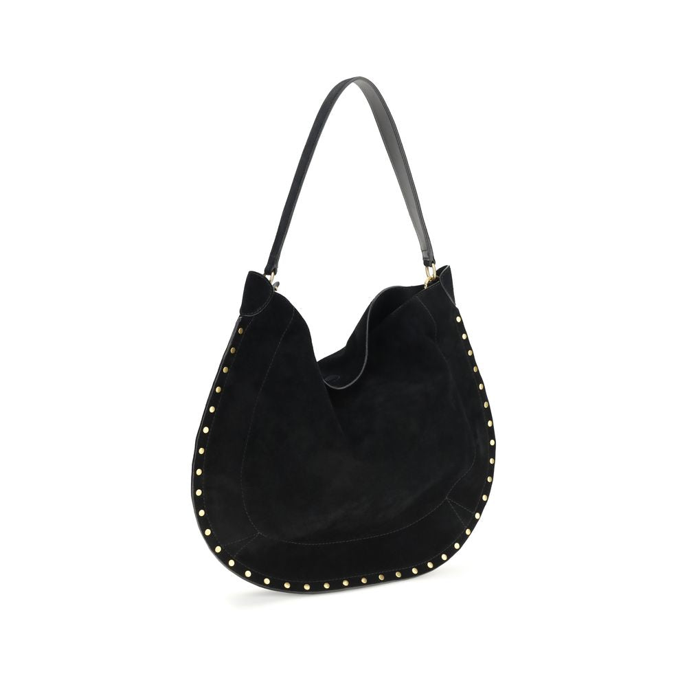 Shoulder Bag by Isabel Marant for women in bio-acetate & bos taurus suede calfskin leather black & gold features a effortless sophistication silhouette, secured by a magnetic & button with ample and versatile shoulder-strap for a effortless sophistication finish.