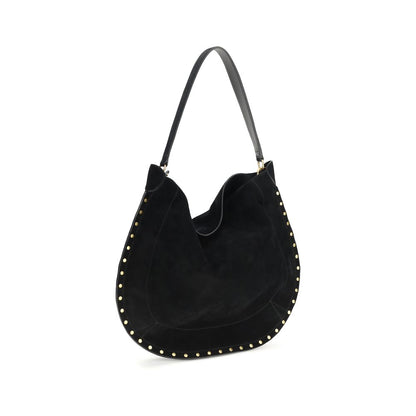 Shoulder Bag by Isabel Marant for women in bio-acetate & bos taurus suede calfskin leather black & gold features a effortless sophistication silhouette, secured by a magnetic & button with ample and versatile shoulder-strap for a effortless sophistication finish.