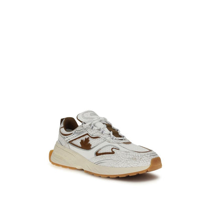 Athletic Sneakers by Dsquared² for men in polyester & bos taurus calf leather white features an effortless chic silhouette, showcasing the signature athletic style of the Men's Athletic Polyester & Bos Taurus Calf Leather Sneakers collection with a truly effortless chic finish.