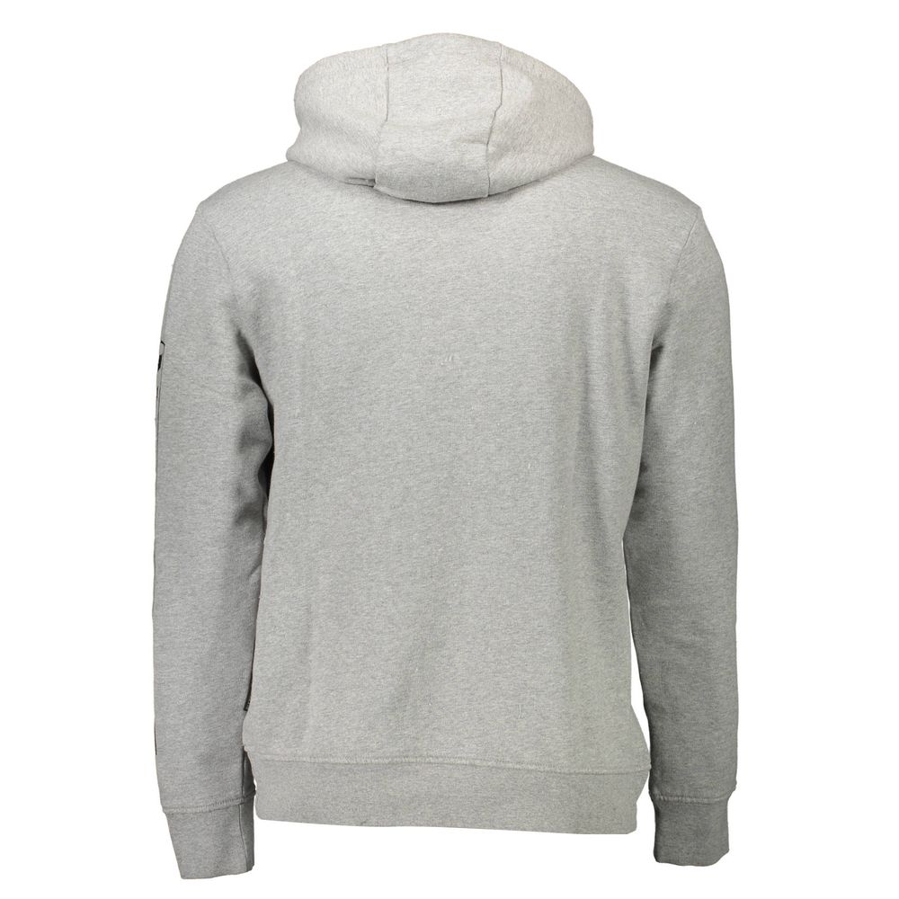 Hooded Sweatshirt by Napapijri for men in organic cotton & polyester gray features an provocated silhouette, detailed with a provocated and a refined hooded neckline for a sophisticated aesthetic.