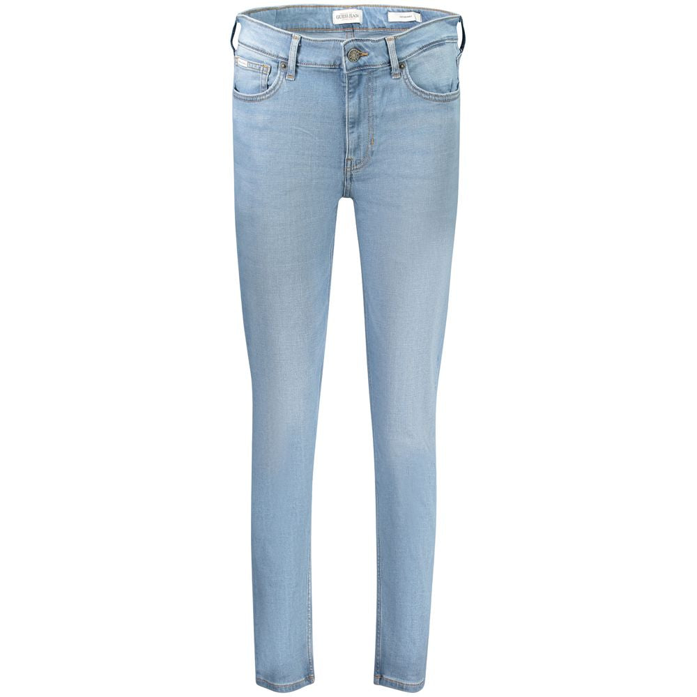 Jeans by Guess Jeans for women in stretch denim cotton azzurro presents a tailored silhouette, showcasing a tailored skinny and long cut with a refined for a truly tailored aesthetic.
