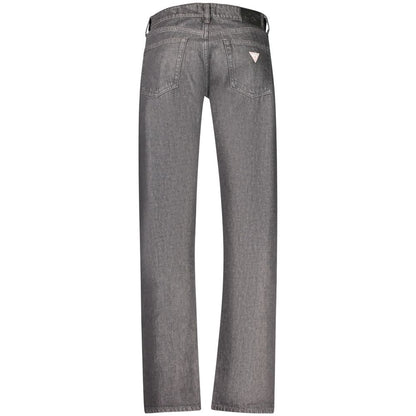 Jeans by Guess Jeans for men in denim cotton black features a polished silhouette with a polished straight-leg, reaching a polished long and finished with a polished .