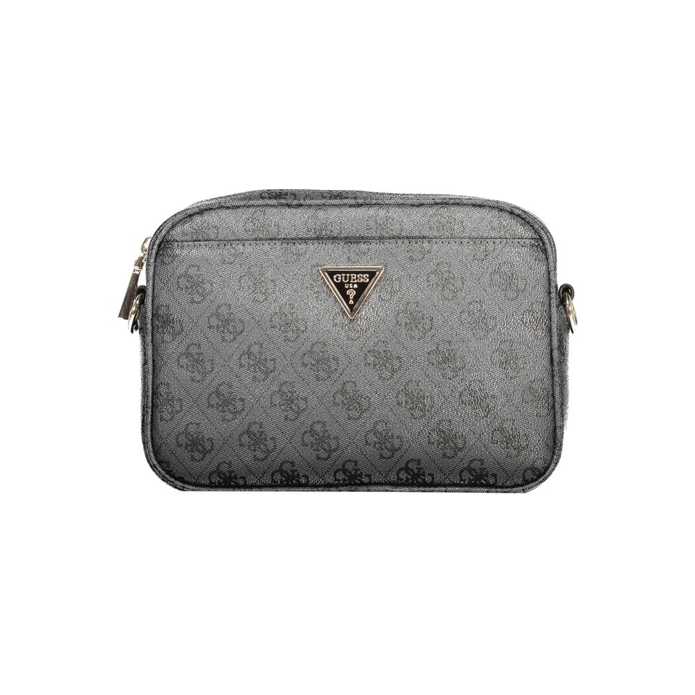 Handbag by Guess Jeans for women in polyurethane leather black features an refined silhouette, showcasing a secure snap & zipper, ample external-pockets & internal-pockets, and versatile shoulder-strap, adjustable-strap & detachable-strap for a sophisticated refined aesthetic.