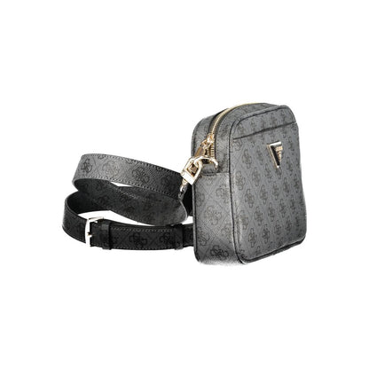 Handbag by Guess Jeans for women in polyurethane leather black features a ornamental silhouette, showcasing a secure snap & zipper, ample external-pockets & internal-pockets, and ornamental shoulder-strap, adjustable-strap & detachable-strap for a sophisticated look.