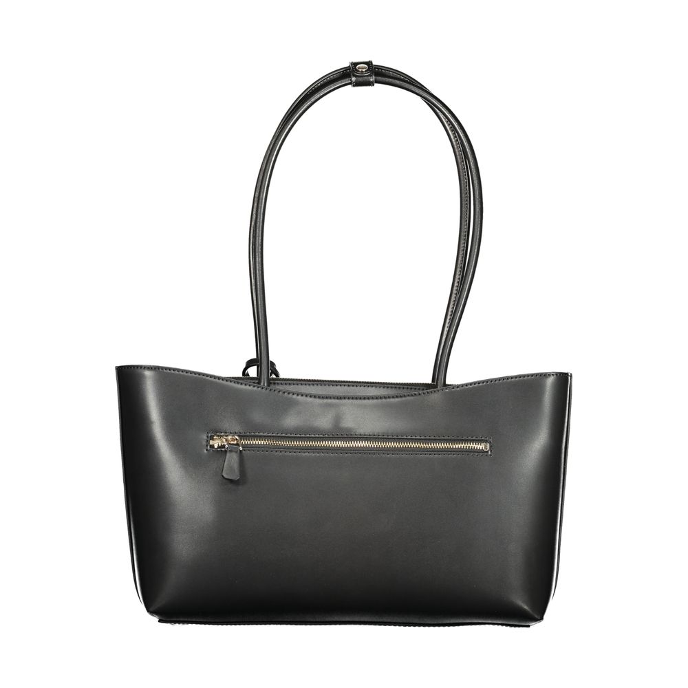 Handbag by Guess Jeans for women in polyurethane black features a refined silhouette, showcasing a secure zipper, organized external-pockets, and versatile for a refined finish.