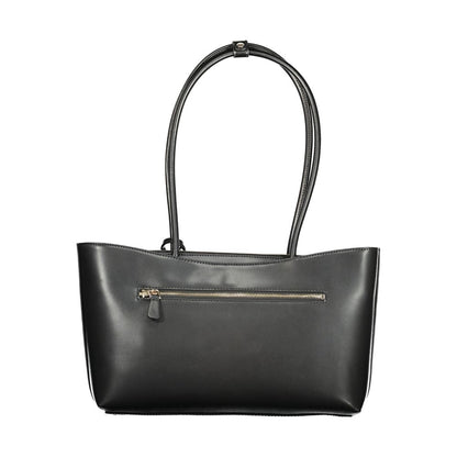 Handbag by Guess Jeans for women in polyurethane black features a refined silhouette, showcasing a secure zipper, organized external-pockets, and versatile for a refined finish.