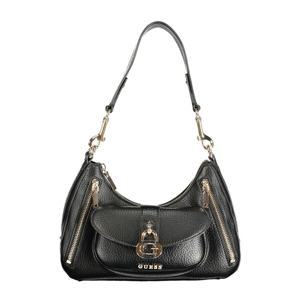 Handbag by Guess Jeans for women in polyurethane black presents a ornamental silhouette, showcasing a secure zipper, ample external-pockets, internal-pockets & cardholder, and versatile handle for a ornamental finish.