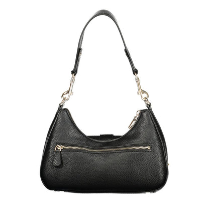 Handbag by Guess Jeans for women in polyurethane black features an refined silhouette, showcasing a secure zipper, ample external-pockets, internal-pockets & cardholder, and versatile handle for a sophisticated refined aesthetic.