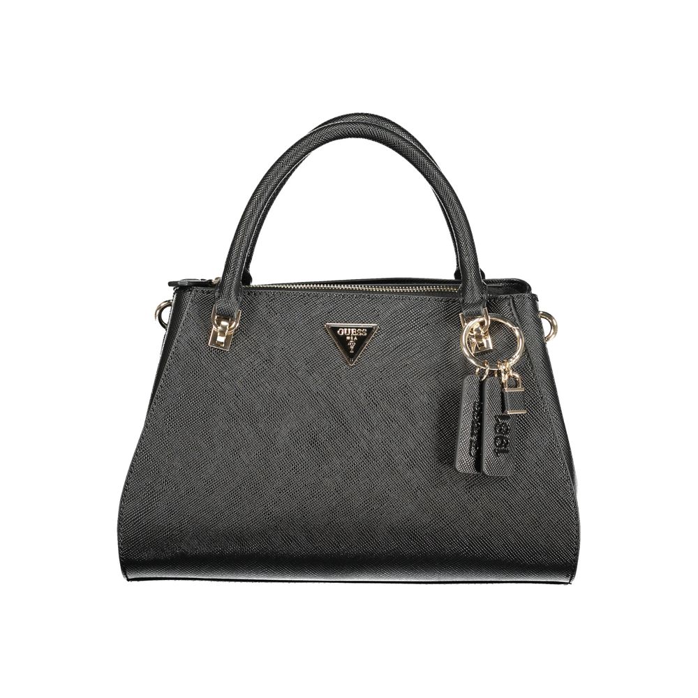 This Handbag by Guess Jeans for women in polyurethane and black presents a sculptural silhouette featuring a secure , ample built-in-compartments & internal-pockets, and versatile shoulder-strap & adjustable-strap for a sculptural finish.