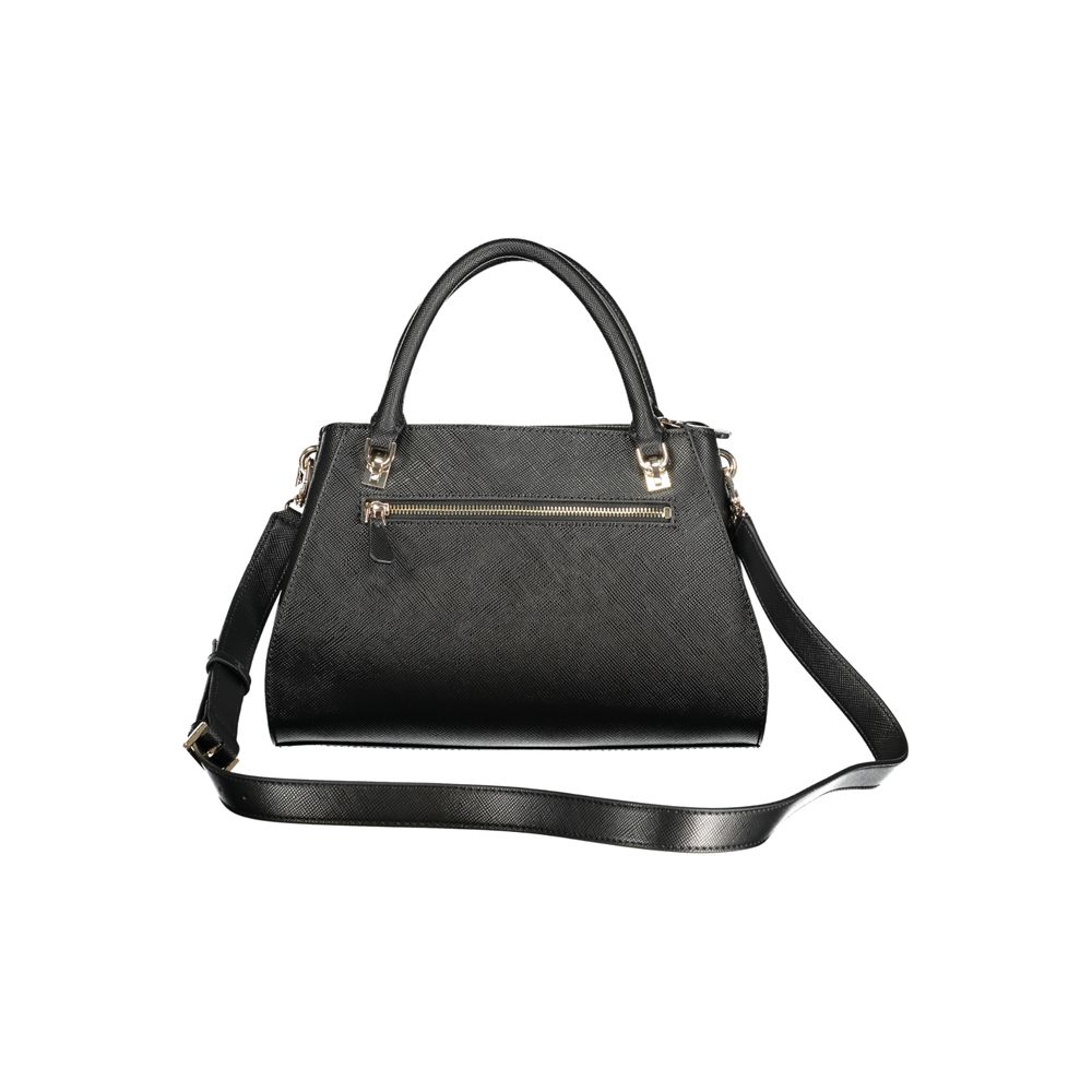 Handbag by Guess Jeans for women in polyurethane black presents a ornamental silhouette, showcasing a secure , ample built-in-compartments & internal-pockets, and versatile shoulder-strap & adjustable-strap for a ornamental finish.