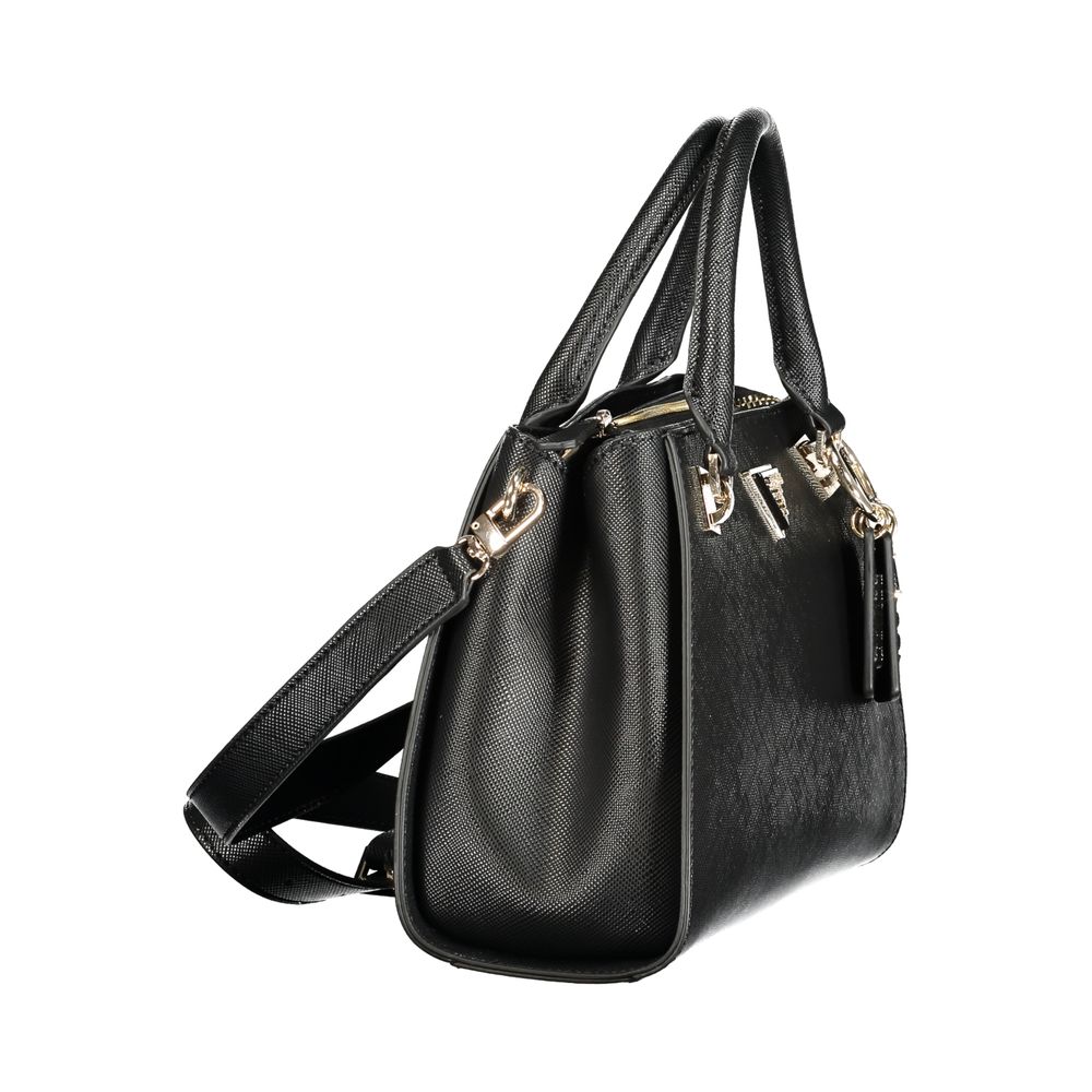 Handbag by Guess Jeans for women in polyurethane black features an refined silhouette, showcasing a secure , ample built-in-compartments & internal-pockets, and versatile shoulder-strap & adjustable-strap for a sophisticated refined aesthetic.