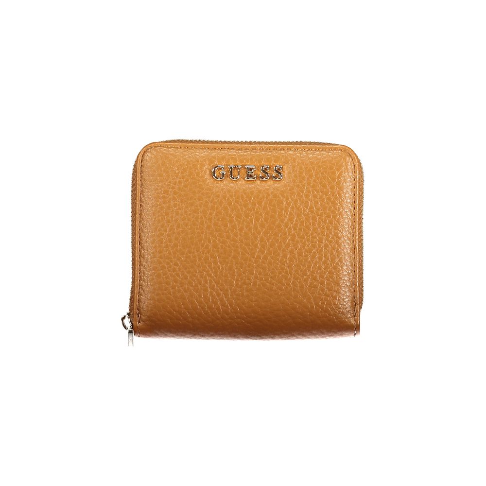Wallet by Guess Jeans for women in polyurethane brown showcases a refined silhouette, artfully detailed with the signature style of the Jessa Polyurethane Wallet and functional coin-purse.