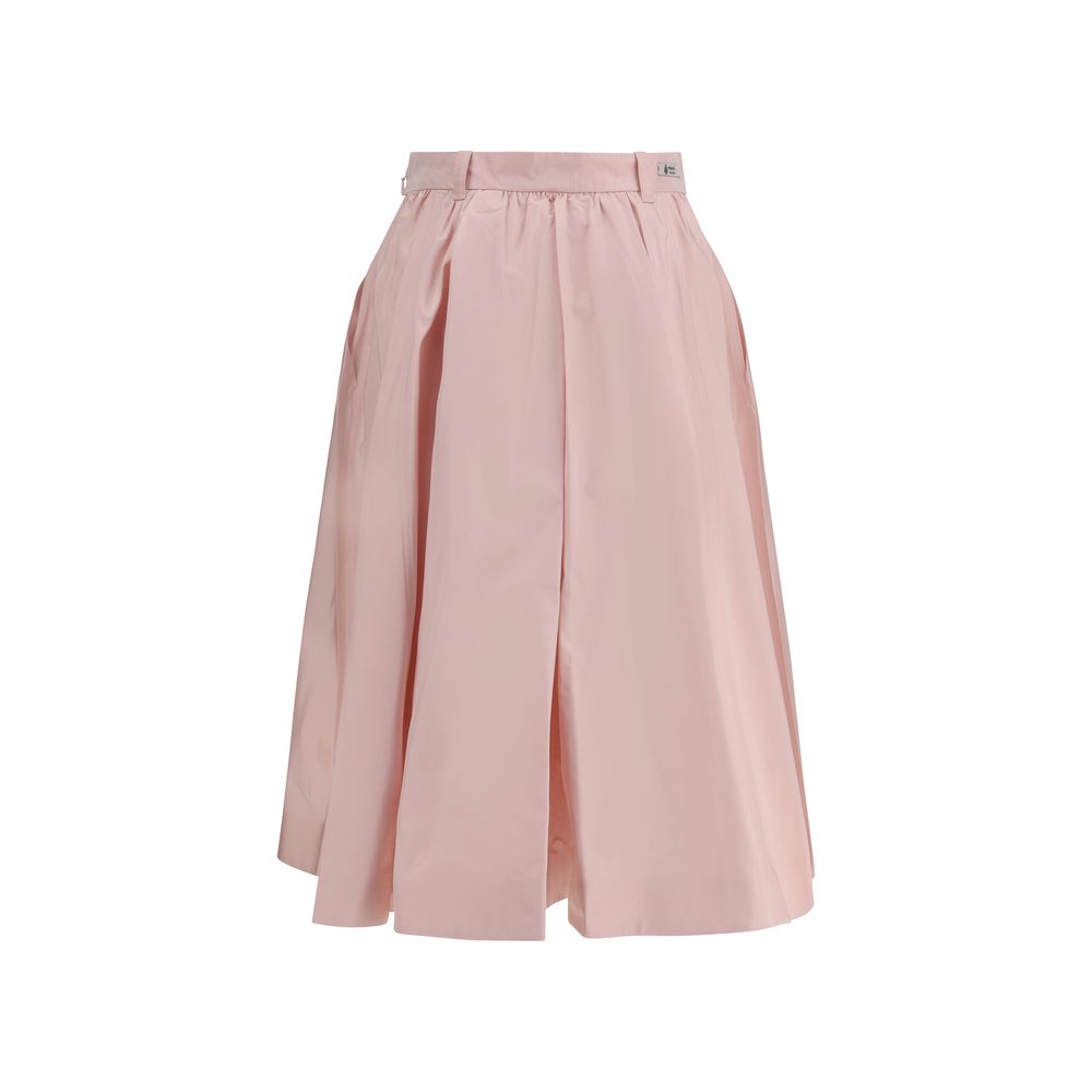 Skirt by Prada for women in silk multicolor features a contoured silhouette from the Women's Silk Long Skirt collection, characterized by its contoured long for a contoured finish.