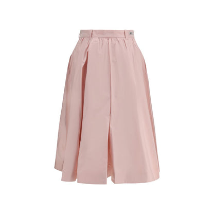 Skirt by Prada for women in silk multicolor features a contoured silhouette from the Women's Silk Long Skirt collection, characterized by its contoured long for a contoured finish.