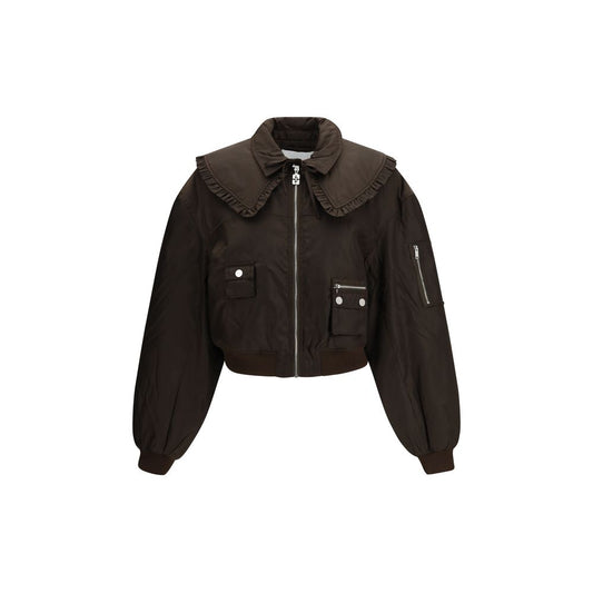 Bomber Jacket by Ganni for women in polyamide polyurethane & nylon bicolour features an contemporary silhouette, showcasing a sophisticated and contemporary pockets for a truly refined look.