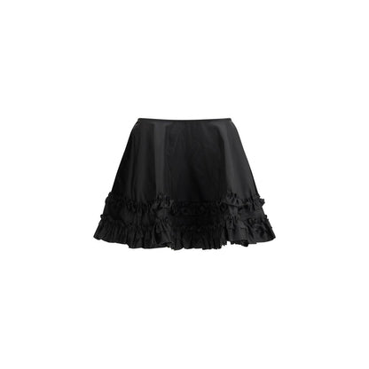 Skirt by Ganni for women in polyamide polyurethane & nylon black showcases a dramatic silhouette, artfully capturing the essence of the Women's Flared Polyamide Polyurethane & Nylon Mini Skirt in a dramatic mini cut for a refined look.