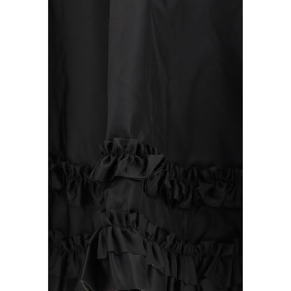 Skirt by Ganni for women in polyamide polyurethane & nylon black features an tailored silhouette, artfully capturing the essence of Women's Flared Polyamide Polyurethane & Nylon Mini Skirt in a sophisticated mini.