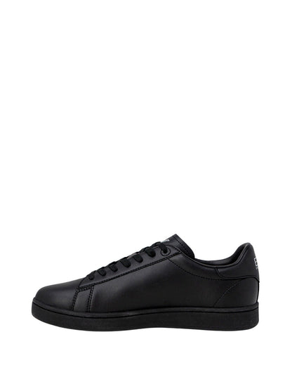 Sneakers by EA7 Emporio Armani for men in polyester black features an versatile design from the Men's Low Top Polyester Sneakers collection, highlighting a versatile low-top style for a premium, high-fashion look.