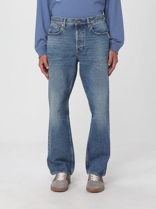Jeans by Golden Goose for men in denim cotton blue presents a refined pantology silhouette, artfully defined by a refined pantology flared, long, and a sophisticated .