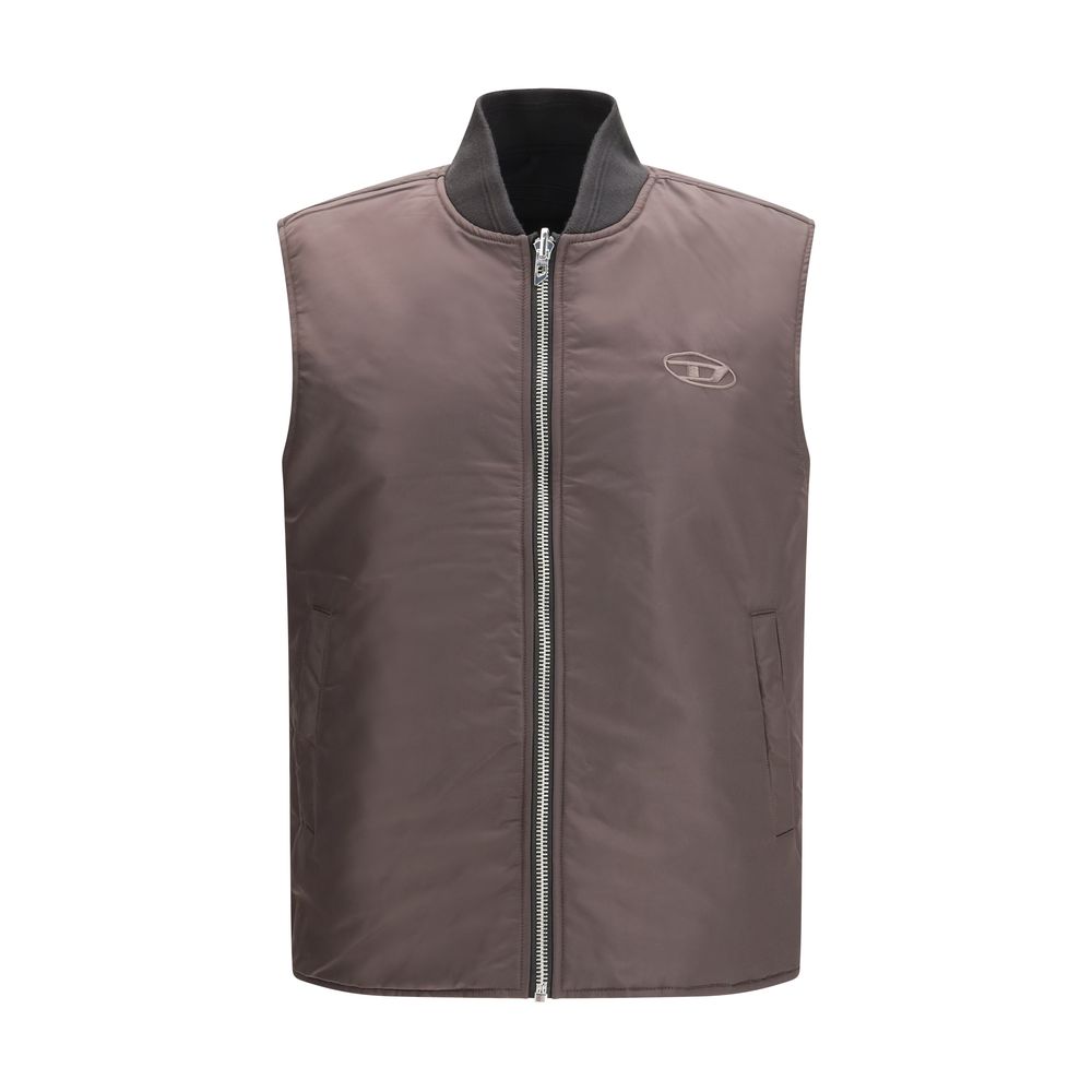 Vest by Diesel for men in polyamide brown & signature features a chic silhouette, expertly detailed with a refined and premium for a truly chic look.