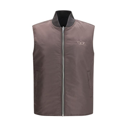 Vest by Diesel for men in polyamide brown & signature features a chic silhouette, expertly detailed with a refined and premium for a truly chic look.