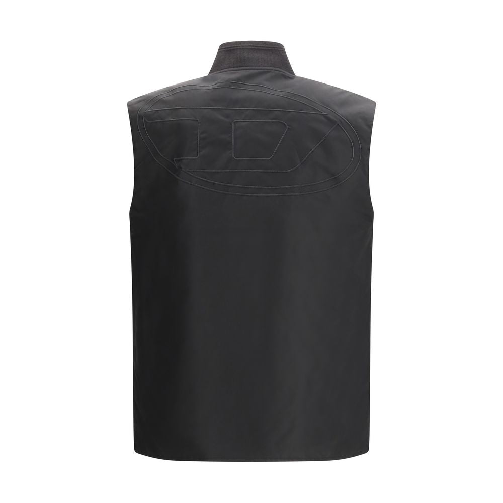 Vest by Diesel for men in polyamide brown & signature features an contemporary silhouette, showcasing refined and a contemporary for a sophisticated layered look.