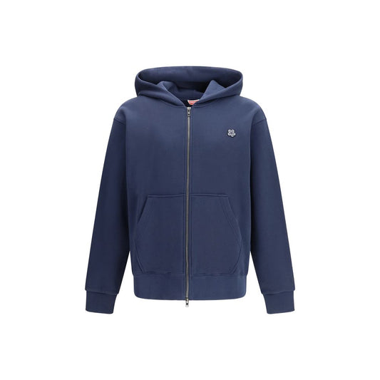 Sweatshirt Hoodie by Kenzo for men in cotton blue & signature features an luminous silhouette, showcasing a sophisticated hooded neckline and for a truly luminous look.