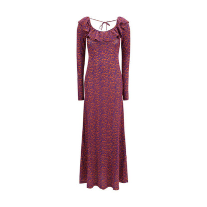 Dress by Kristina Ti for women in stretch viscose multicolor, patterned & floral showcases a striking silhouette, elegantly detailed with a long-sleeve, refined boat neckline, and a striking long for a striking finish.