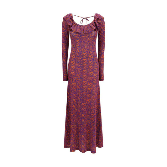 Dress by Kristina Ti for women in stretch viscose multicolor, patterned & floral showcases a striking silhouette, elegantly detailed with a long-sleeve, refined boat neckline, and a striking long for a striking finish.