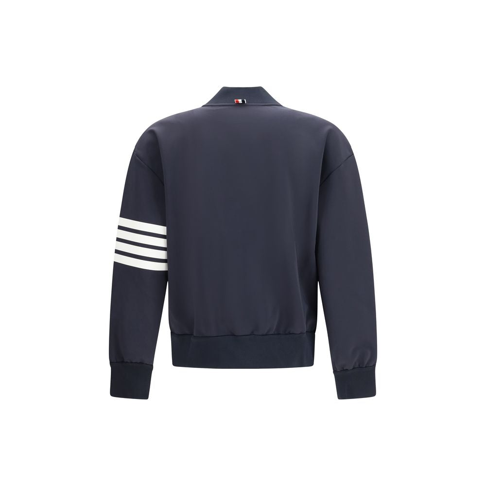 Bomber Jacket by Thom Browne for men in stretch polyamide viscose blue features an on trend silhouette, showcasing refined pockets and a sophisticated for a truly on trend finish.