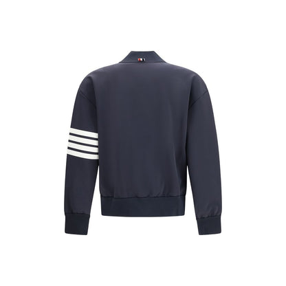 Bomber Jacket by Thom Browne for men in stretch polyamide viscose blue features an on trend silhouette, showcasing refined pockets and a sophisticated for a truly on trend finish.