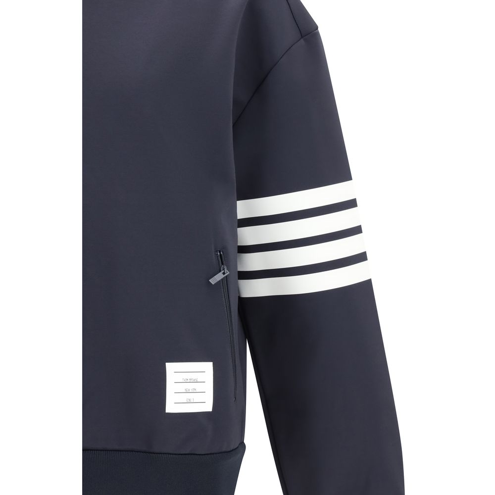 Bomber Jacket by Thom Browne for men in stretch polyamide viscose blue presents a effortlessly chic silhouette, showcasing a sophisticated and premium pockets for a truly effortlessly chic finish.