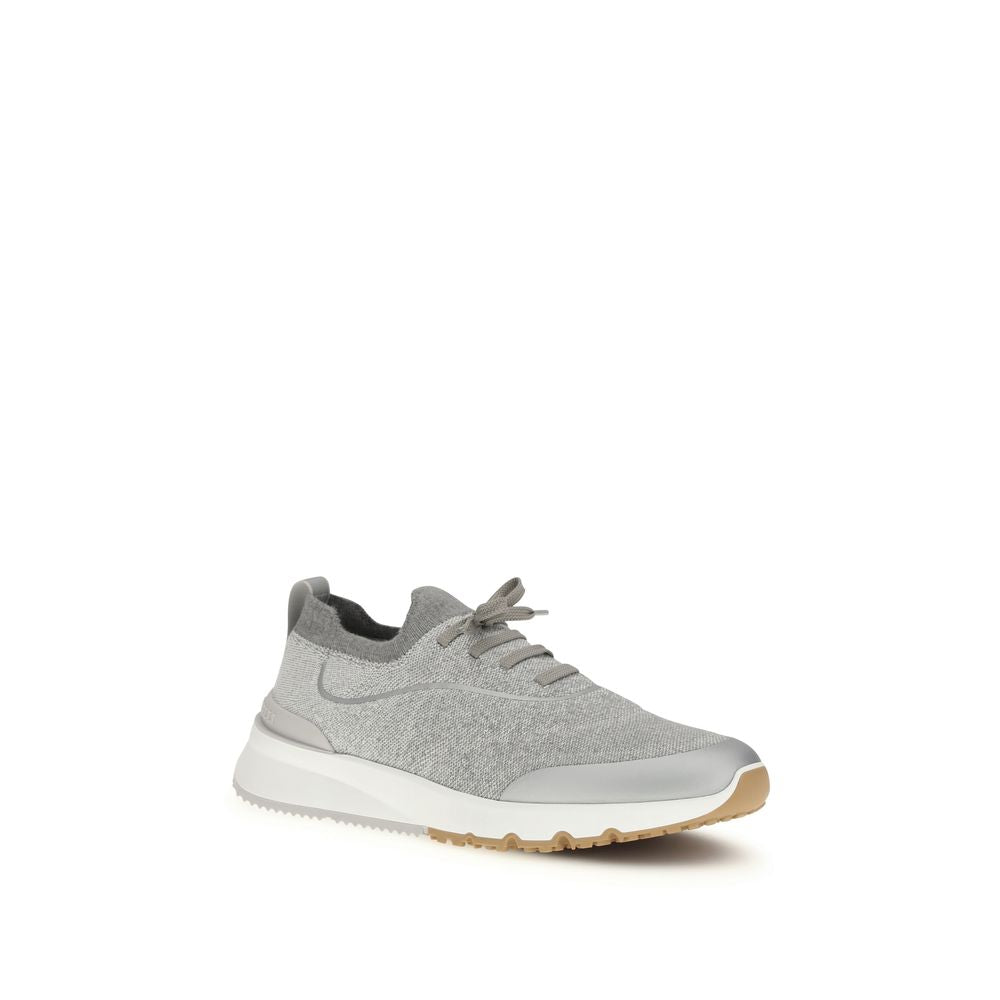 Athletic Sneakers by Brunello Cucinelli for men in tu & cotton gray showcases a architectural silhouette, artfully capturing the essence of the Men's Athletic TU & Cotton Sneakers with its signature architectural athletic style construction.