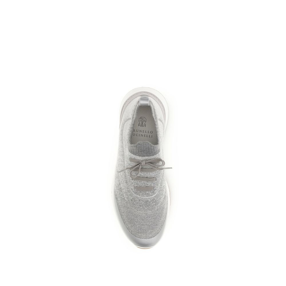Athletic Sneakers by Brunello Cucinelli for men in tu & cotton gray features an effortless chic silhouette, showcasing the signature athletic style of the Men's Athletic TU & Cotton Sneakers collection with a truly effortless chic finish.