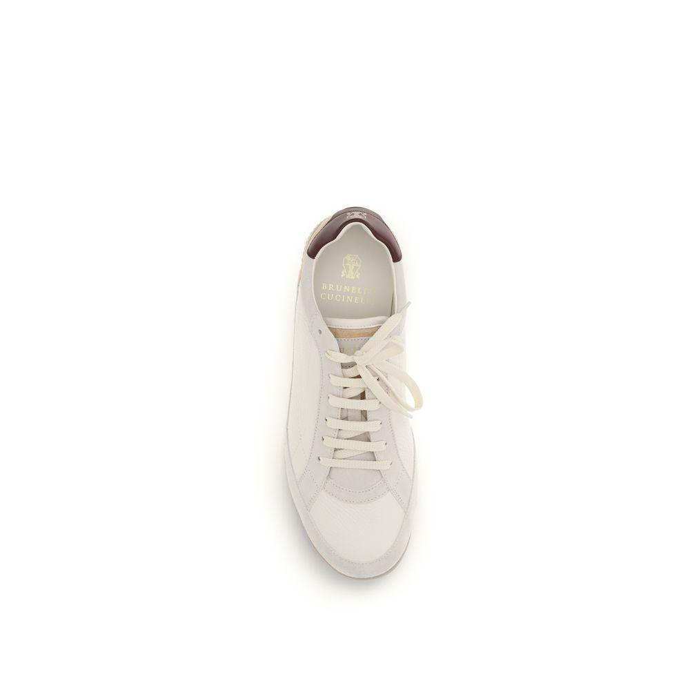 Brunello Cucinelli Men's Fashion Bos Taurus Suede Calf Leather Sneakers - Beige