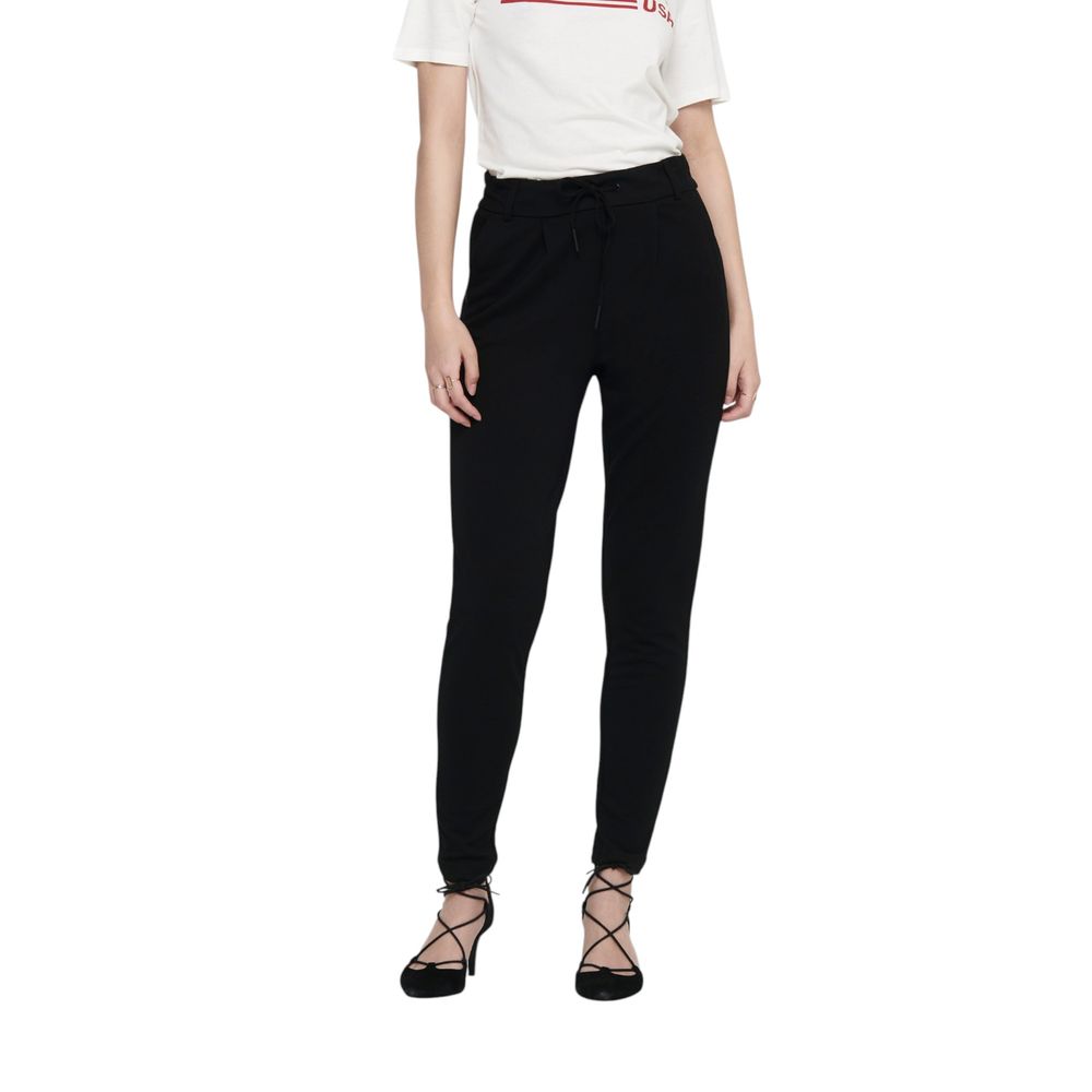 Trousers by Only for women in stretch viscose & nylon black presents a smart silhouette, meticulously detailed with a smart wide, a smart long, and a smart .