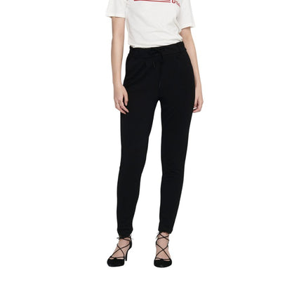 Trousers by Only for women in stretch viscose & nylon black presents a smart silhouette, meticulously detailed with a smart wide, a smart long, and a smart .