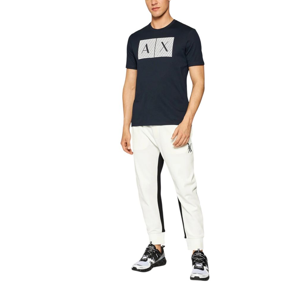 T-Shirt by Armani Exchange for men in cotton blue showcases a dramatic silhouette, elegantly detailed with a dramatic and for a truly dramatic finish.