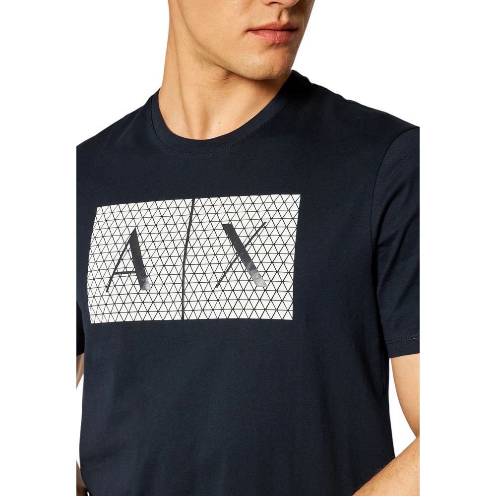 T-Shirt by Armani Exchange for men in cotton blue features a plush silhouette, showcasing a sophisticated and for a truly plush finish.