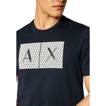 T-Shirt by Armani Exchange for men in cotton blue features a plush silhouette, showcasing a sophisticated and for a truly plush finish.