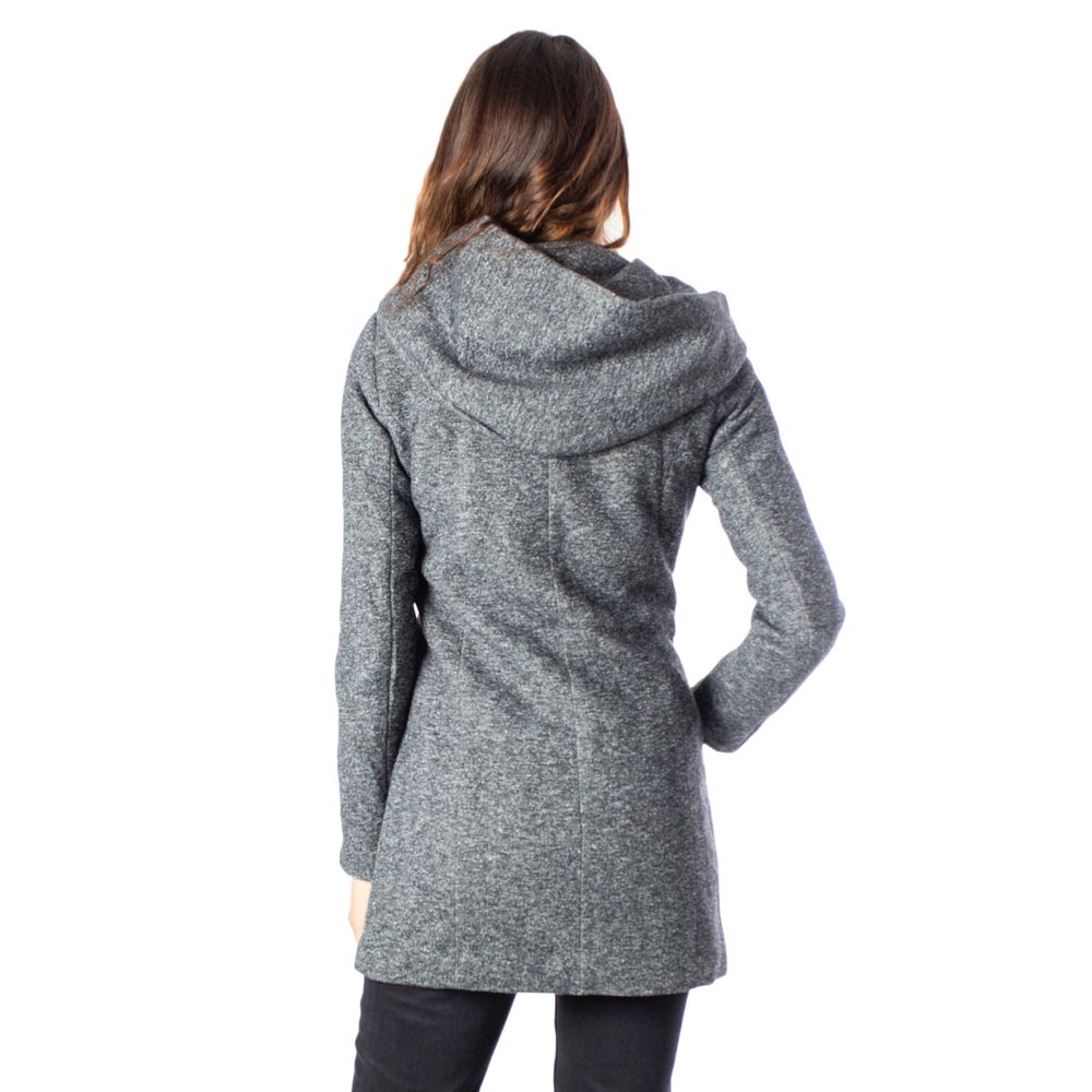 Only Women's Cotton Polyester Hooded Overcoat - Gray